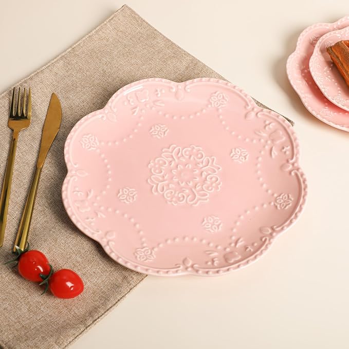Gaolinci European Palace Series Lace Embossed Ceramic Dinner Plate - Image 5
