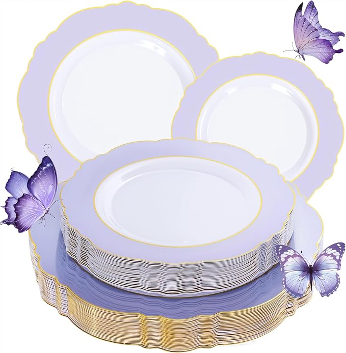 60pcs Purple Plates Disposable by WDF