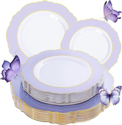 60pcs Purple Plates Disposable by WDF