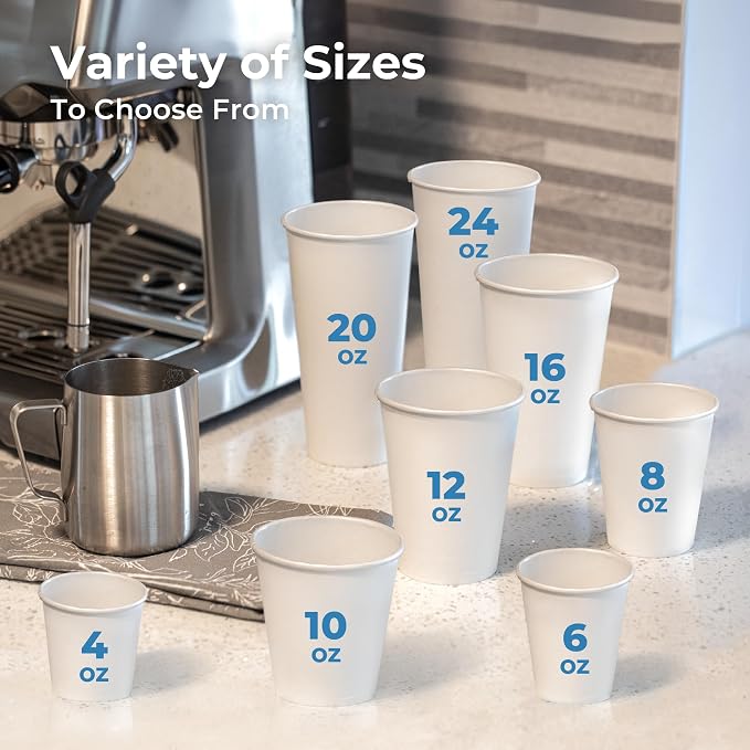 Fit Meal Prep 1000 Pack 6 oz Disposable Paper Coffee Cups, Premium White Hot - Image 7