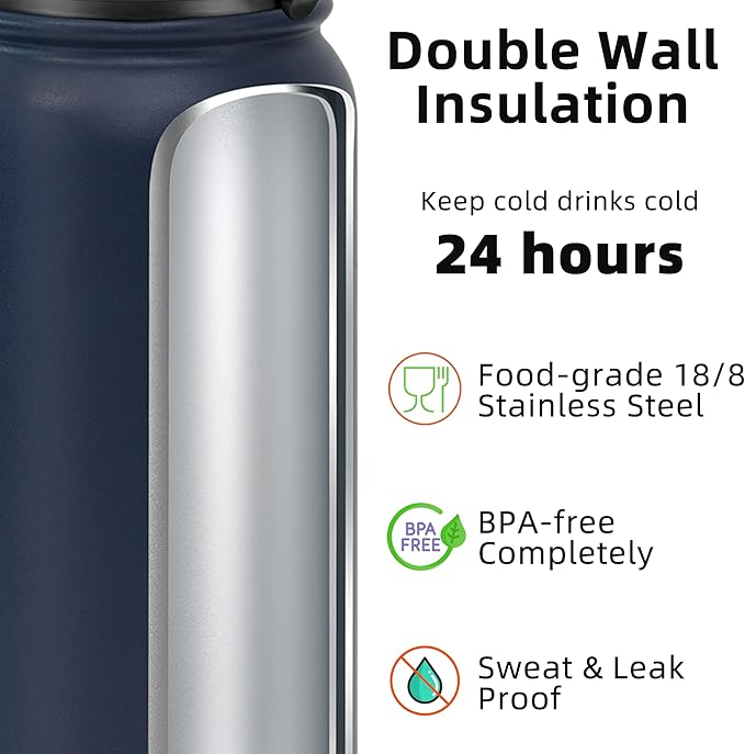 Fanhaw 32 oz Insulated Stainless Steel Water Bottle - Image 3