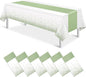 6Pcs White and Sage Green Tablecloth Decorations, Plastic White Table Cloth by MASHAN