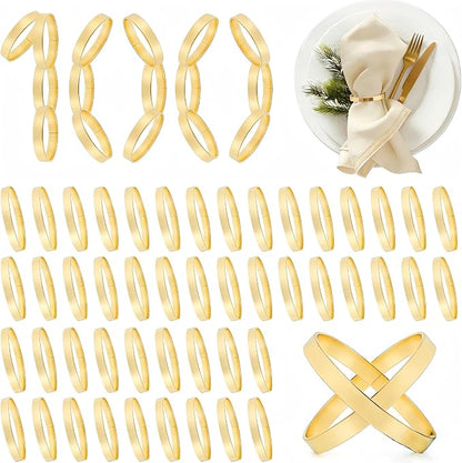 100 Pcs Gold Napkin Rings Bulk, Metal Napkin Ring Holders Round Buckles by Unknown
