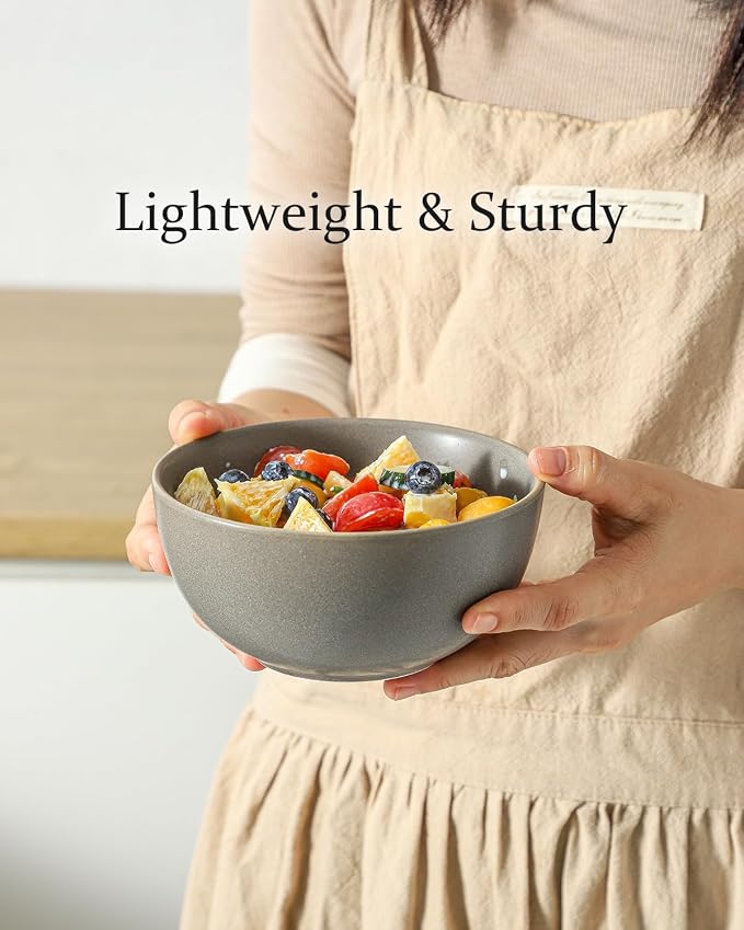 Cereal Bowls Set of 4, 24 oz Ceramic Bowls - Image 5