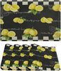 Vintage Lemon Placemat Set, Rustic Farmhouse Yellow Orange Fruit Leaves Black White Plaid Quotes Seamless Pattern Home Decor Linen Table Mats for Dining Room Kitchen Party (17x12in) x4P