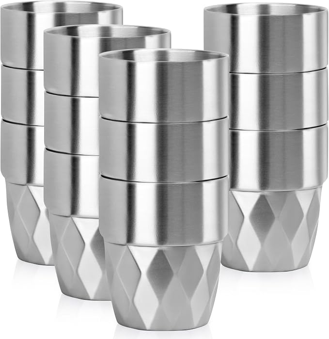 Beasea Stainless Steel Cups 10 oz, 12 Pack Bulk Stackable Insulated Stainless by Beasea