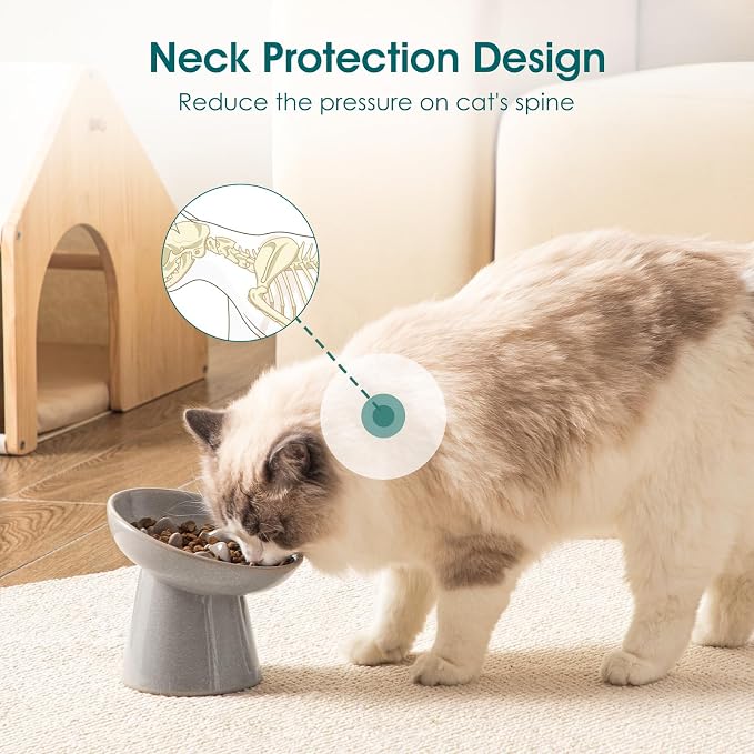 vancasso Ceramic Slow Feeder Cat Bowl, 6.25 Inch Elevated Cat Slow Feeder Bowl - Image 5