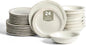 Stone Lain Oasis Stoneware 24 Piece Dinnerware Set, Home Kitchen Dish Set with Dinner Plates, Salad Plates & Bowls - Service for 8, White