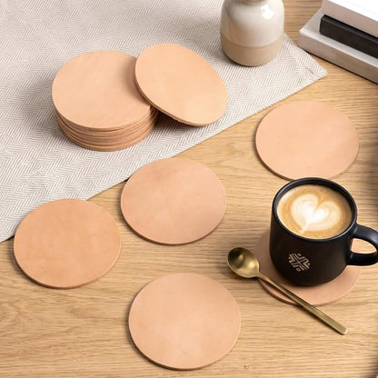 Bulyoou 50 Pcs Round Vegetable Tan Leather Coaster 3-3/4" Circular Tooling | - Image 6