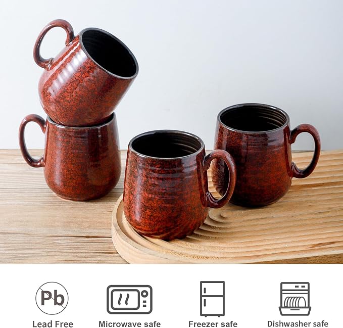 HASENSE Ceramic Coffee Mugs Set of 4, 8 oz Small Coffee Cups, Porcelain Mug - Image 2