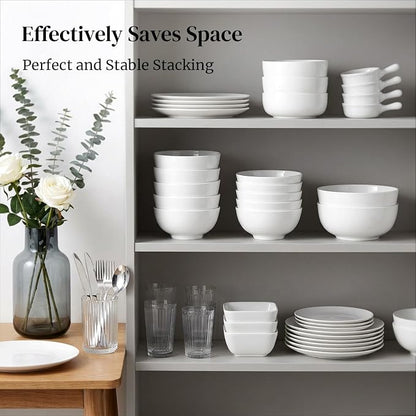 DOWAN 22 OZ White Ceramic Bowls Set of 6 - Image 6