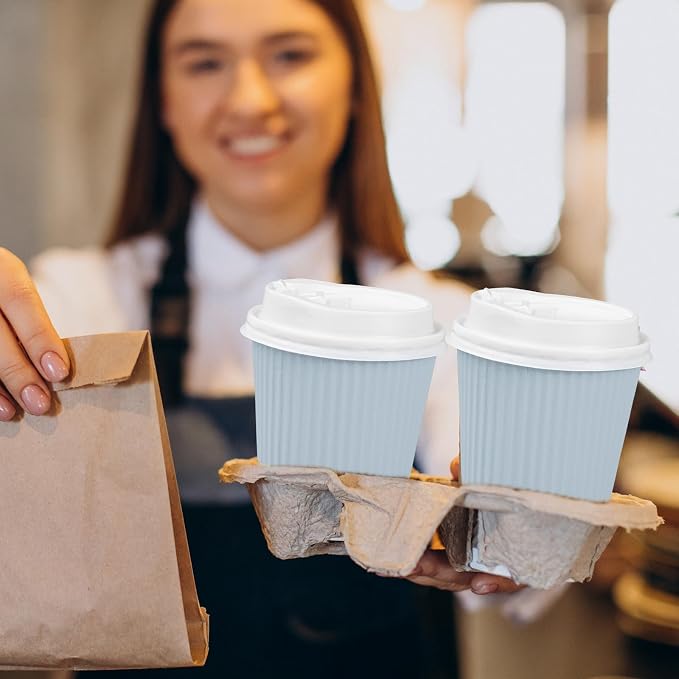 Whaline 100 Pcs Light Blue Disposable Coffee Cups - Image 5