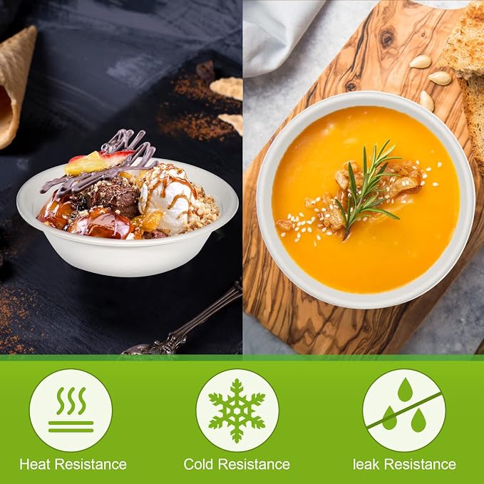 greensight Large Compostable Paper Bowls 32 oz, 120 Pack, Heavy Duty | - Image 4