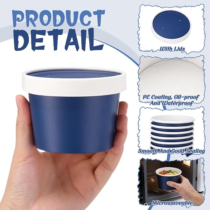 Fulmoon 100 Pack Paper Soup Containers - Image 3