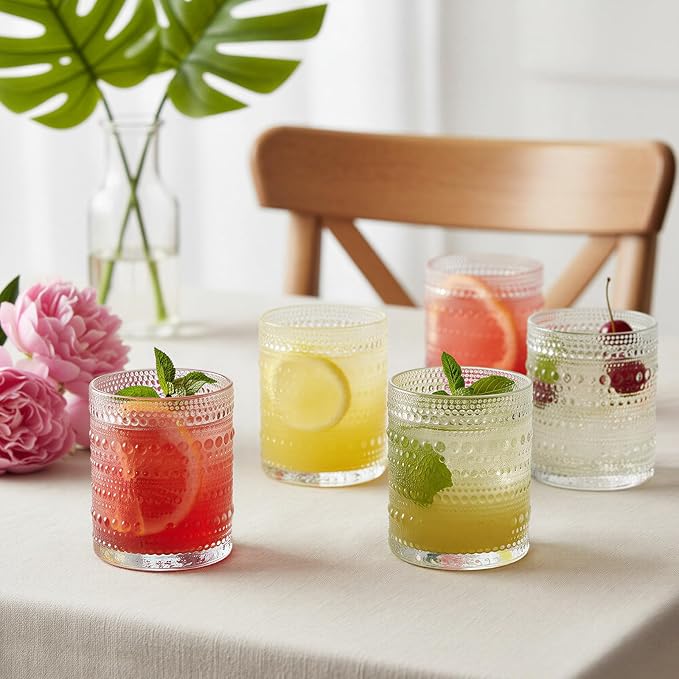 Moretoes Hobnail Drinking Glasses Set of 12 | Cocktail Glasses Vintage Glassware - Image 5