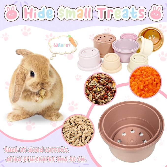 8 Pcs Stacking Cups for Small Animal Toys, Nesting Rabbit Toys of Different - Image 4