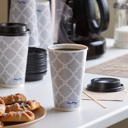 Hefty Disposable Hot Cups with Lids, Insulated Paper Coffee Cups - Image 4