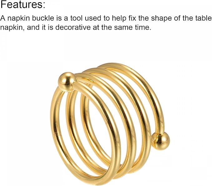 uxcell Metal Napkin Rings Set of 6, Spiral Napkin Ring Holder Buckle - Image 5
