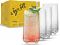 JoyJolt Sidney Highball Glasses Set of 4 | 16 oz Drinking Glasses for Water, Soda, Cocktail, Mojito, Tom Collins | Tall Glass Cups | Home Bar Glass Set | Premium Crystal Barware Made in Europe