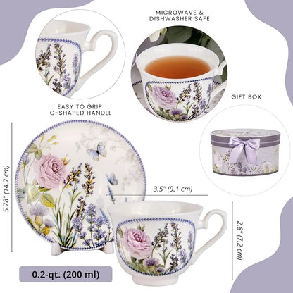 STP GOODS Bone China Tea/Coffee Cup and Saucer in Gift Box Fine Bone China - Image 3