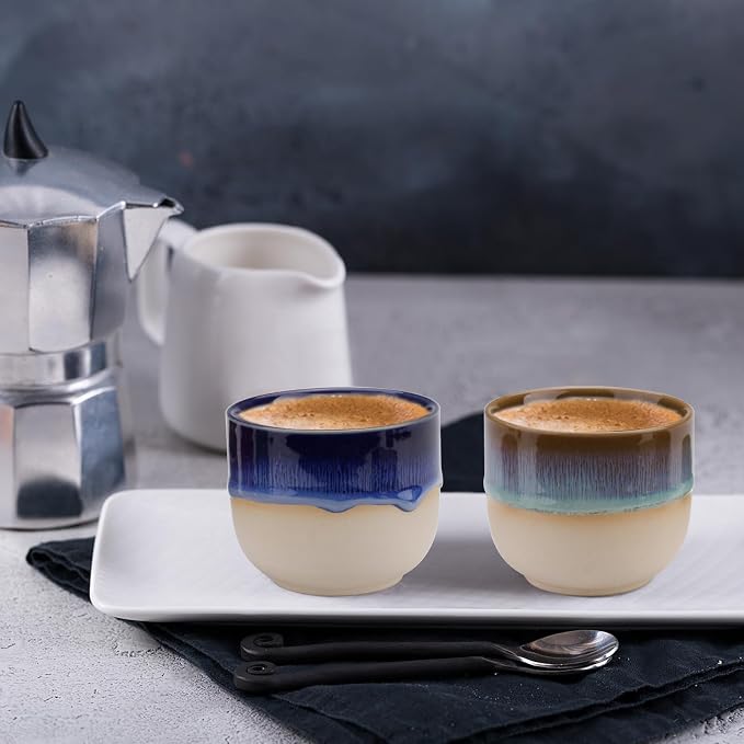 4 Pieces Handleless Porcelain Espresso Cups Set, 5 Oz Porcelain Espresso Mugs - Image 4