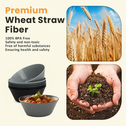 Wheat Straw Bowls 50 OZ, Reusable Unbreakable Large Cereal Bowls Soup Bowl Set - Image 4
