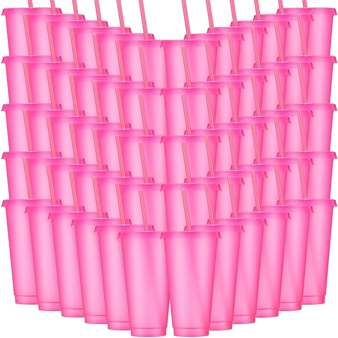 Honeydak 60 Pack Tumbler with Straw and Lid Bulk Glitter Plastic Cups Water by Honeydak