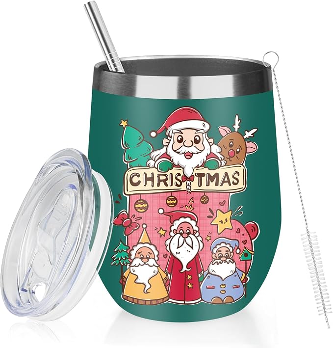 Christmas Wine Tumbler 12 oz Stainless Steel Wine Tumble Insulated Wine Tumbler by GUDEMAO