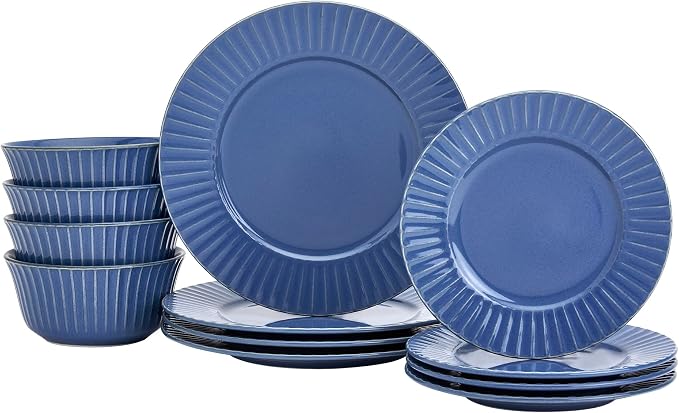 Tabletops Gallery Richmond 12-Piece Reactive Glaze Stoneware Dinnerware Set of - Image 9