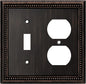 Henne Bery Sunken Pearls Decorative Wall Plate Switch Plate Outlet Cover (Toggle/Duplex, Aged Bronze)