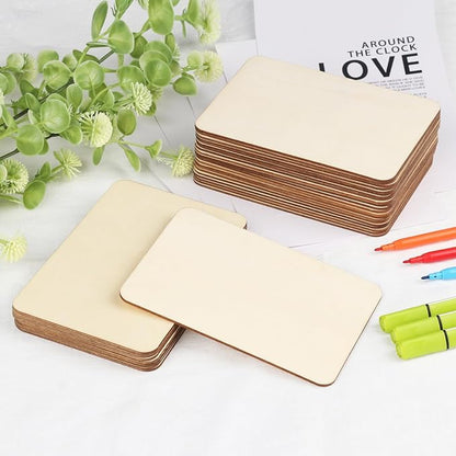 80 Pieces Rectangle Unfinished Wood Pieces, 4 x 6 Inch Natural Wood Cutout Tiles - Image 4