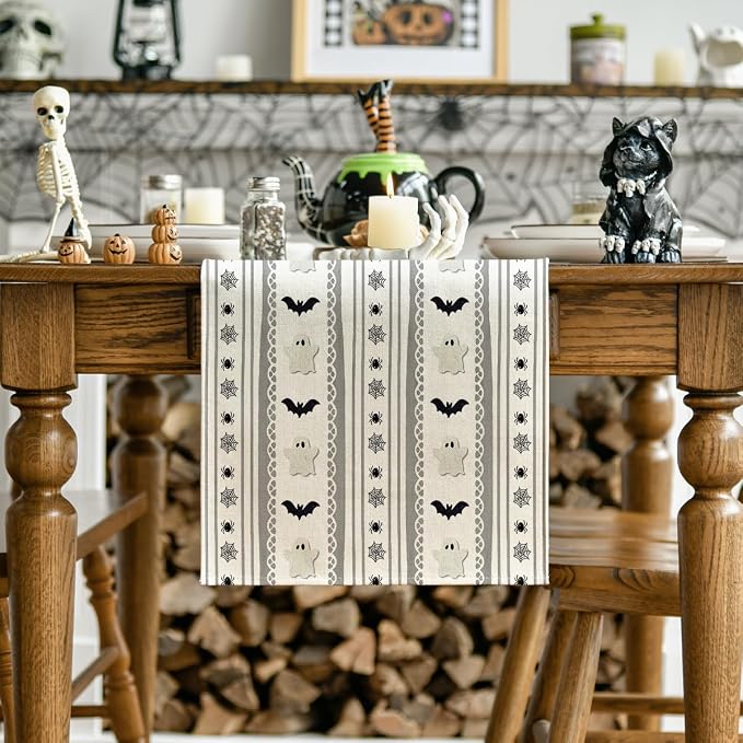 Artoid Mode 210 GSM Halloween Table Runner 13x72 Inch Home Party Decor | Beige - Image 2