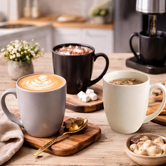 AmorArc 16 oz Coffee Mugs Set of 6, Large Ceramic Coffee Cups Set | Classic - Image 5