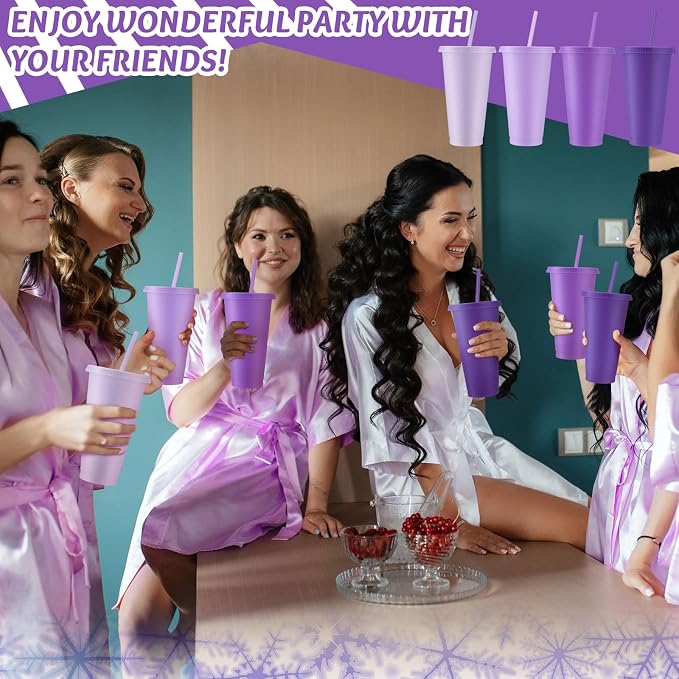 Skylety 12 Pcs Purple Plastic Cups - Image 5