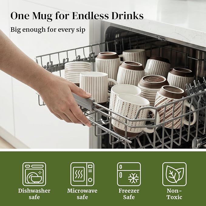DOWAN Stackable Coffee Mugs, 12 oz Ceramic Coffee Mug Set of 4, Coffee Cups - Image 9