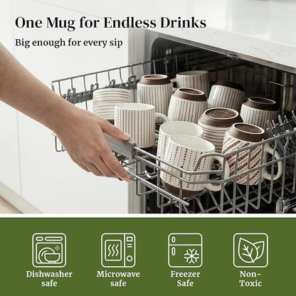 DOWAN Stackable Coffee Mugs, 12 oz Ceramic Coffee Mug Set of 4, Coffee Cups - Image 9