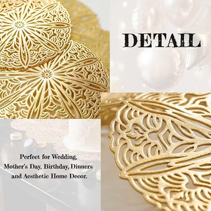 Gold Table Runner 36 Inches Flower Dining Table Runner Fall Decor | Vinyl - Image 6