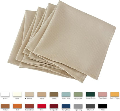 maxmill Cloth Napkins 20 x 20 Inch Weaved Texture Pattern Soft Comfortable and Luxury Serviette for Restaurant Family Dinners Weddings Parties and Banquets Set of 4 Pieces, Natural