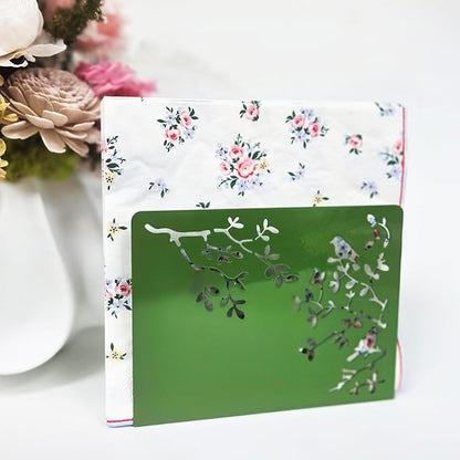 Mango Steam Tabletop Napkin/Tissue & Letter Holder for Home, Kitchen, Restaurants (Songbird, Green)