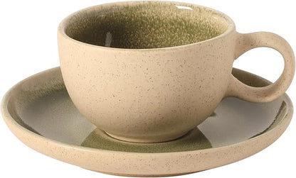 Gibson Elite Manila Bay 8-Piece Stoneware 5 oz Cup and Saucer Set, Reactive - Image 5