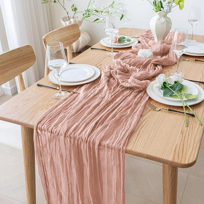 Cheesecloth Table Runner 10FT 4Pcs Dusty Pink Boho Gauze Sheer Runners | Cheese - Image 8