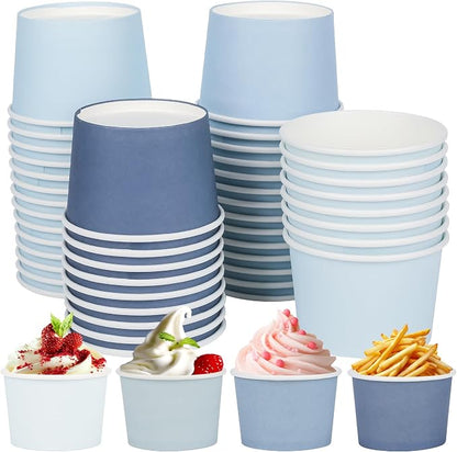 AimFun 60Pc Dusty Blue Treat Snack Cups Paper Ice Cream Cups 8oz | 4 Colors - Image 8