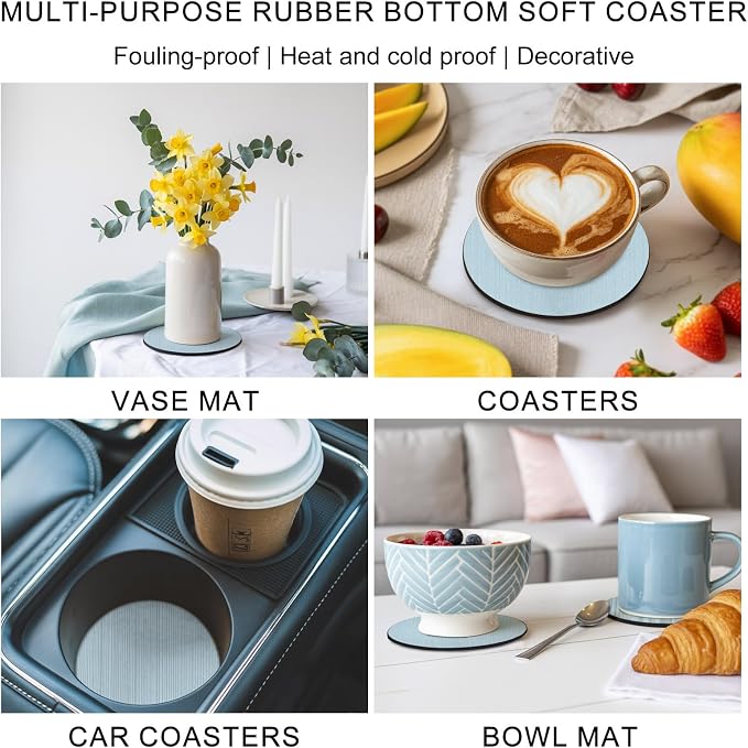 Sky Blue Thin Lines Coasters Set of 4, Absorbent Coasters - Image 6