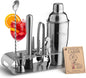 Mixology & Craft Cocktail Shaker Set with Stainless Steel Stand - 9-Piece Bartender Kit with Recipe Cards - Cocktail Mixer & Barware Tool Set