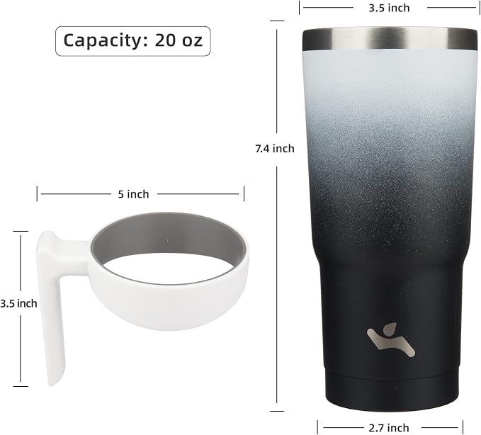 Konokyo 20 oz Tumbler with Handle and Straw, Insulated Travel Mug | Day Night; - Image 4