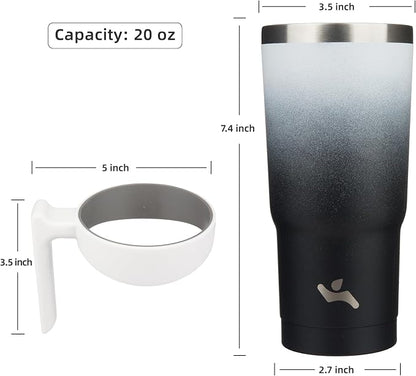 Konokyo 20 oz Tumbler with Handle and Straw, Insulated Travel Mug | Day Night; - Image 4