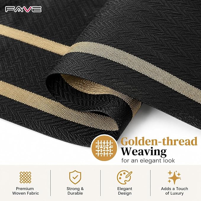 FAVE Woven Black Table Runner Woven - Image 4