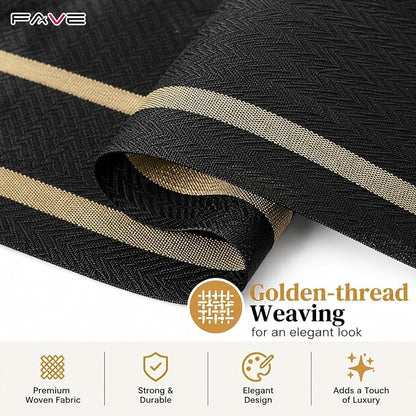 FAVE Woven Black Table Runner Woven - Image 4