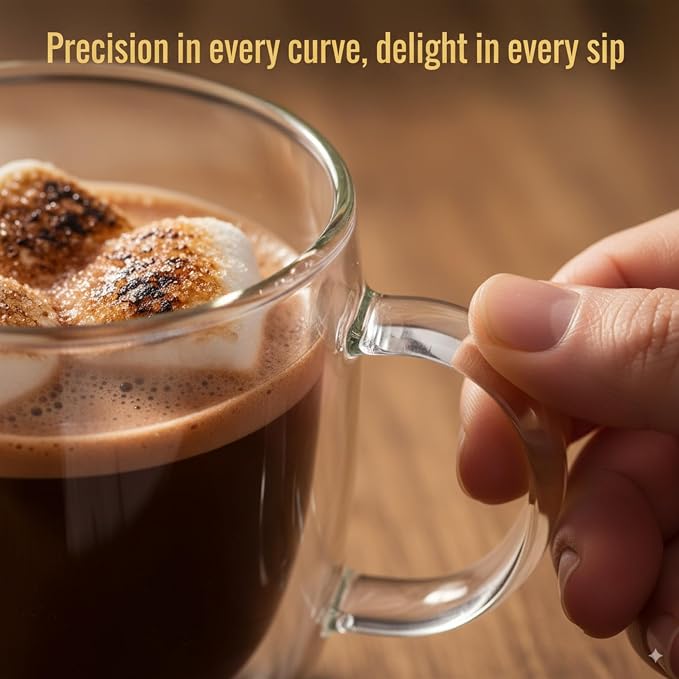 Casafoyer 9 Oz Double Wall Glass Coffee Cups Set of 4, Borosilicate Espresso - Image 6