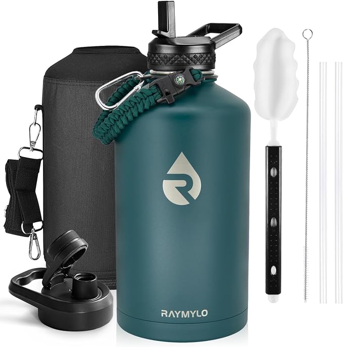 RAYMYLO One Gallon Water Bottle Insulated 128 oz, Stainless Steel | Triple by RAYMYLO